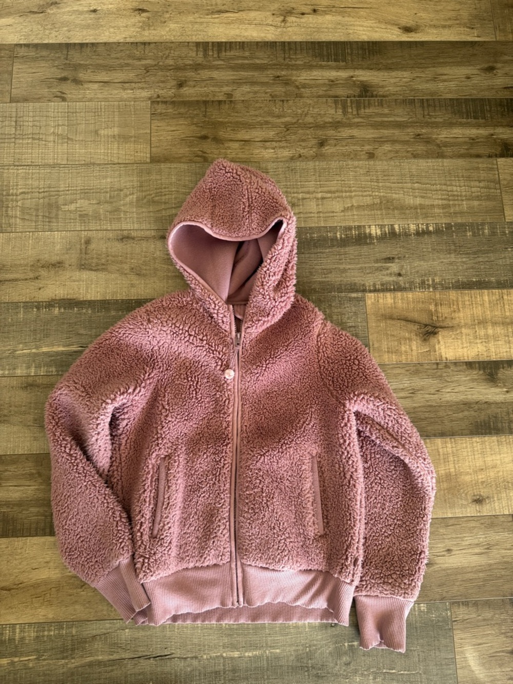Athleta Girls Pink Sherpa Zip Hoodie Jacket